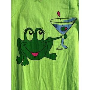 Do Not Disturb Nightshirt OS Green Frog Martini Graphic Tee Sleepwear Frogcore